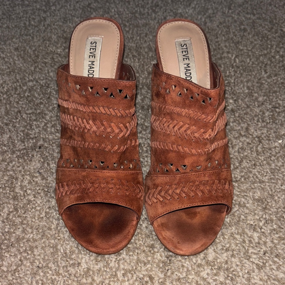 Used Steve Madden Chestnut Suede Mules